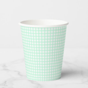 Vasos De Papel Faye y Lauren Pastel Gingham Green