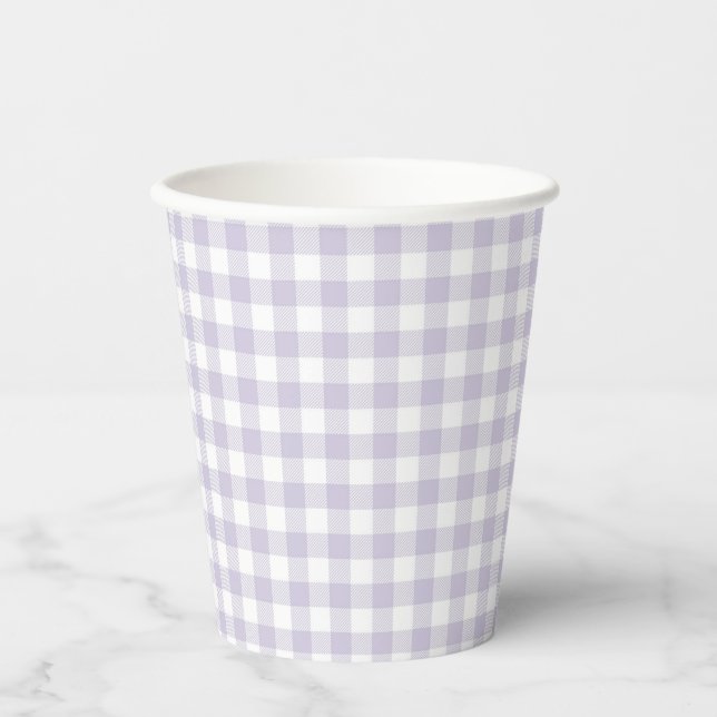 Vasos De Papel Faye y Lauren Pastel Purple Plaid (Anverso)