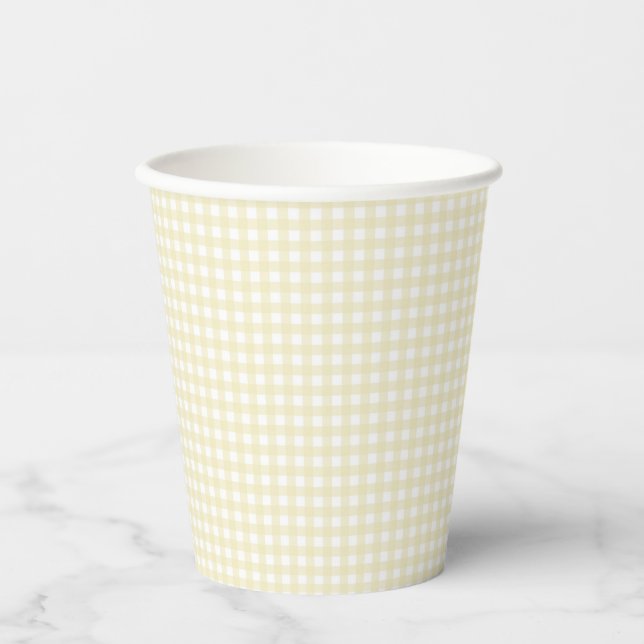 Vasos De Papel Faye y Lauren Pastel Yellow Gingham (Anverso)