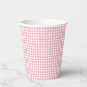 Vasos De Papel Fayeand Lauren Pink Gingham Cups de Papel