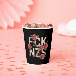 Vasos De Papel FCK NZS Floral Contra la Derecha No Nazis Lgbtq+