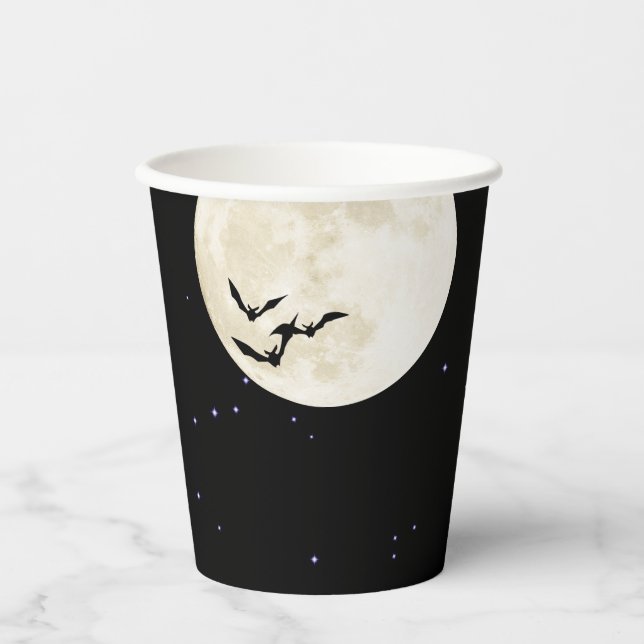 Vasos De Papel Felices Bats de Halloween para Luna (Anverso)