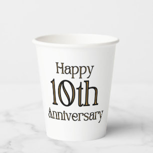 Vasos De Papel Felices Copas de Papel del 10° Aniversario
