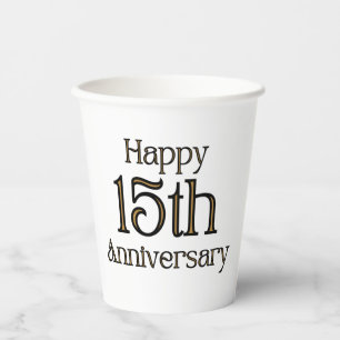 Vasos De Papel Felices Copas de Papel del 15° Aniversario