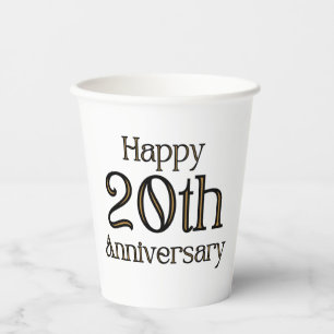Vasos De Papel Felices Copas de Papel del 20° Aniversario