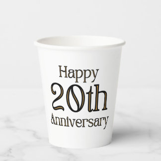 Vasos De Papel Felices Copas de Papel del 20° Aniversario