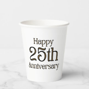 Vasos De Papel Felices Copas de Papel del 25° Aniversario