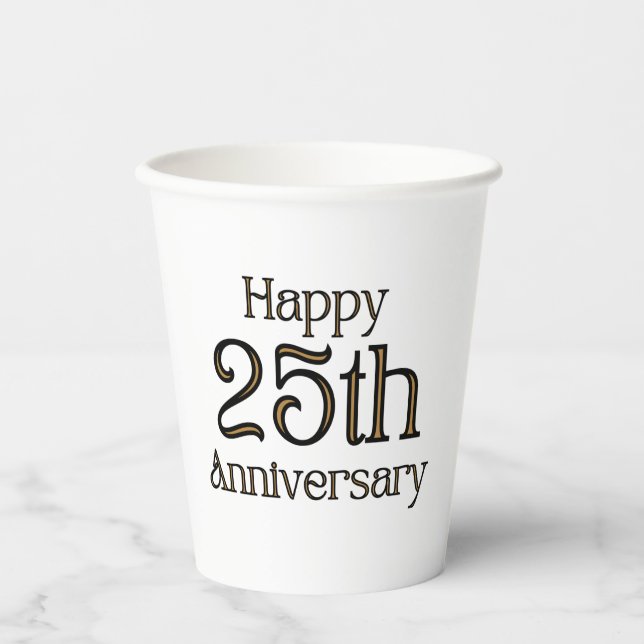 Vasos De Papel Felices Copas de Papel del 25° Aniversario (Anverso)