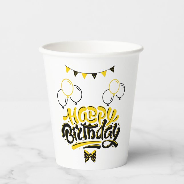Vasos De Papel Felices Copas de Papel Divertido de Cumpleaños (Anverso)