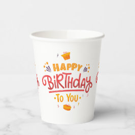 Vasos De Papel Felices Copas de Papel Temáticas de Cumpleaños