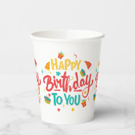 Vasos De Papel Felices Copas de Papel Temáticas de Cumpleaños