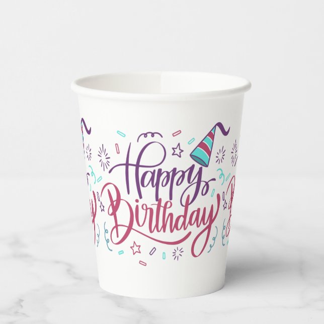 Vasos De Papel Felices Copas de Papel Temáticas de Cumpleaños (Izquierda)