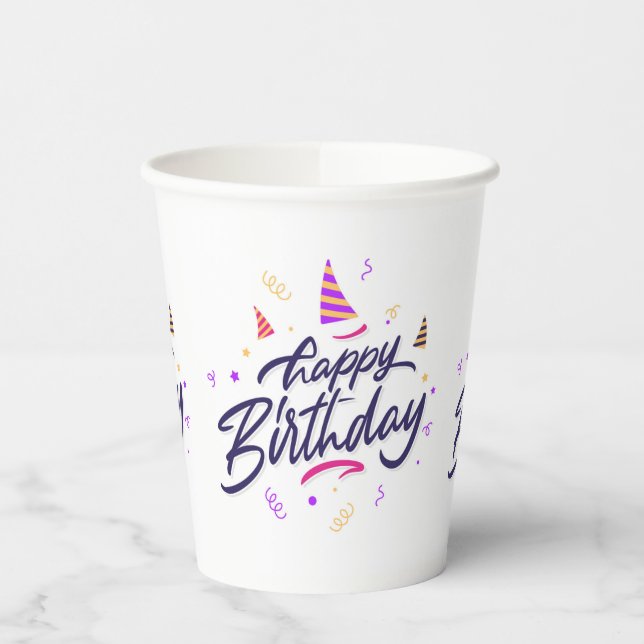 Vasos De Papel Felices Copas de Papel Temáticas de Cumpleaños (Izquierda)