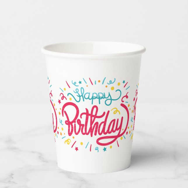 Vasos De Papel Felices Copas de Papel Temáticas de Cumpleaños (Izquierda)