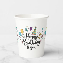 Vasos De Papel Felices Copas de Papel Temáticas de Cumpleaños