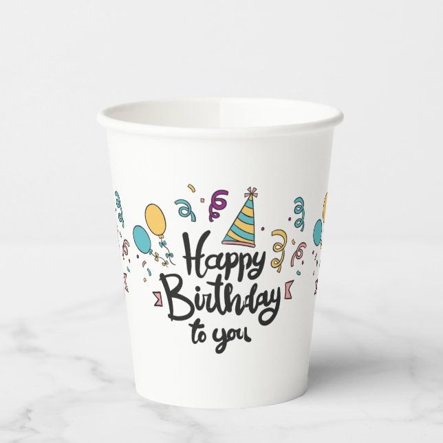 Vasos De Papel Felices Copas de Papel Temáticas de Cumpleaños (Izquierda)