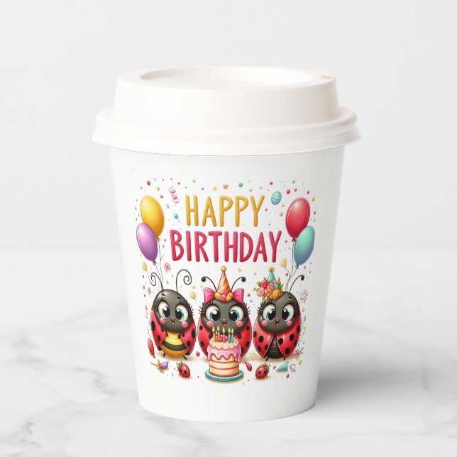 Vasos De Papel Felices Cuadros de Papel de Cumpleaños (Anverso)
