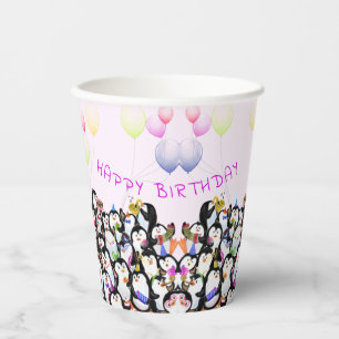 Vasos De Papel Felices Cuadros de Papel de Fiesta Pingüino de Cum