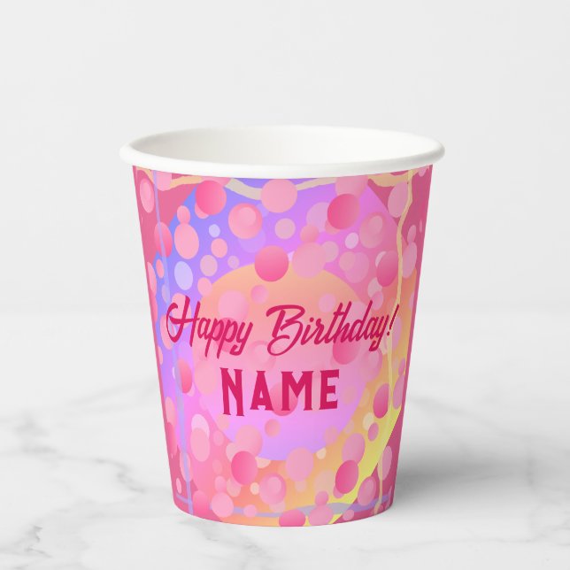 Vasos De Papel Felices Cups de Papel de Cumpleaños HAMbyWG (Anverso)