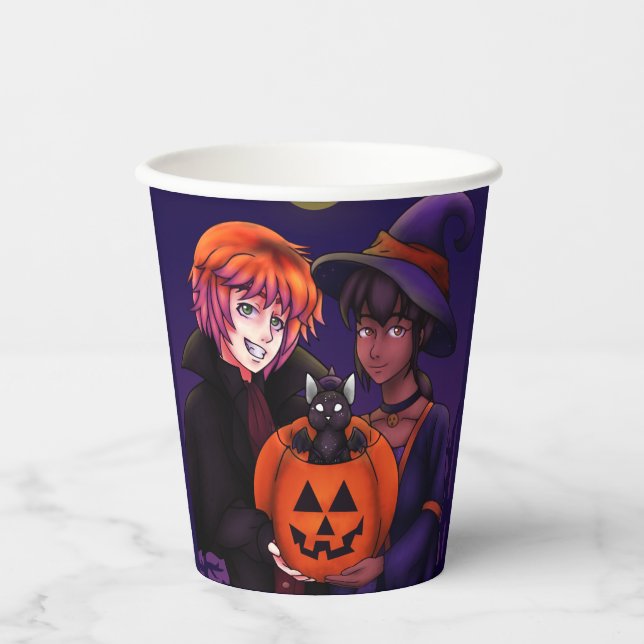 Vasos De Papel Felices disfraces de Halloween (Anverso)