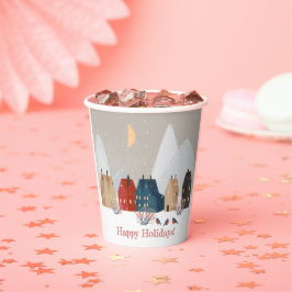Vasos De Papel Felices fiestas Country Village Winter Scene