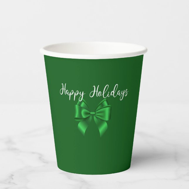 Vasos De Papel Felices Fiestas Elegantes Verdes (Anverso)