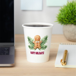 Vasos De Papel Felices Fiestas Gingerbread Man & Pine Brands