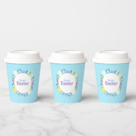 Vasos De Papel Felices flores y huevos de Pascua 