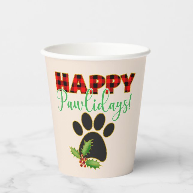 Vasos De Papel Felices Pawlidays | Regalo de Navidades para el am (Anverso)