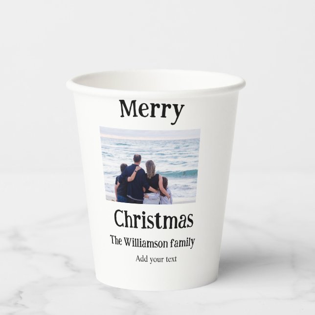 Vasos De Papel Felices vacaciones agregar Navidades de fotos de n (Anverso)