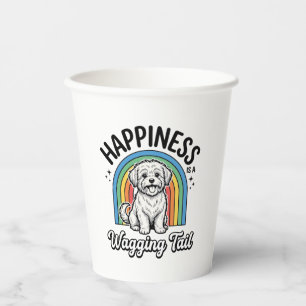 Vasos De Papel Felicidad Es un Diseño de Amante de Perros con Col