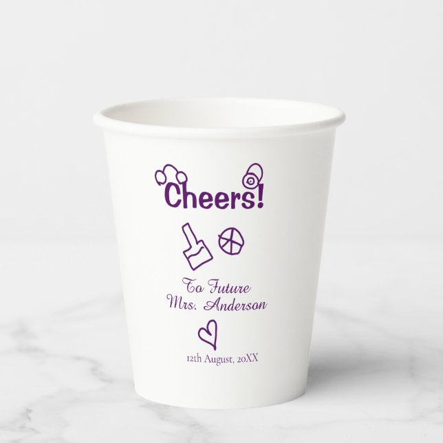 Vasos De Papel Felicidades a la futura Sra. agregar nombre de la  (Anverso)