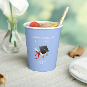 Vasos De Papel Felicidades Graduado Tablón de Mortero Diploma