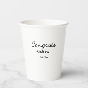 Vasos De Papel Felicidades mínimas simples agregar nombre fecha a