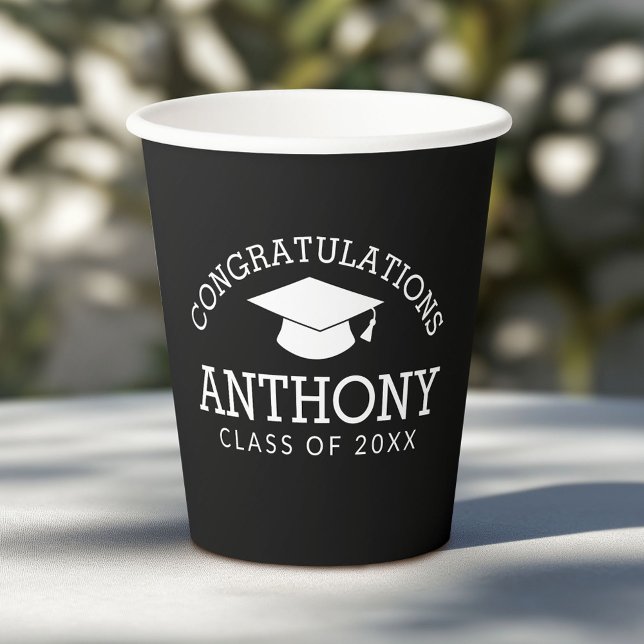 Vasos De Papel Felicitaciones Graduado - Graduación Clase Cap de (Personalized Paper Cups)