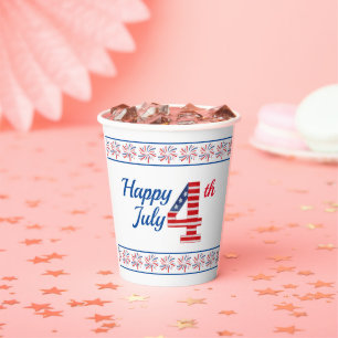 Vasos De Papel Feliz 4 de julio 8 oz Copa de Papel