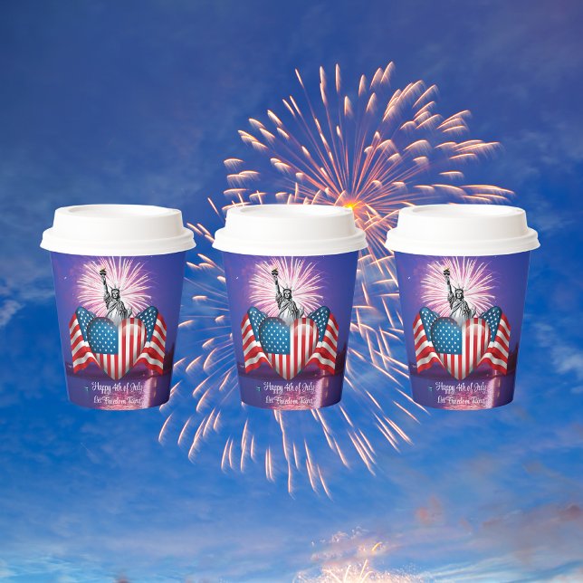 Vasos De Papel Feliz 4 de julio: Cups de papel "Let Freedom Ring" (Subido por el creador)