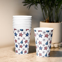 Feliz 4 de julio, Cute Fiesta Pattern Paper Cups