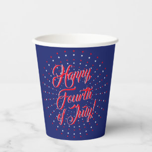 Vasos De Papel Feliz 4 de julio guión de estrellas de la marina b