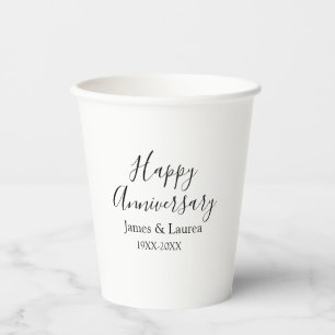 Vasos De Papel Feliz aniversario boda fecha año simple mi