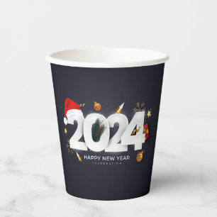 Vasos De Papel Feliz Año Nuevo 2024