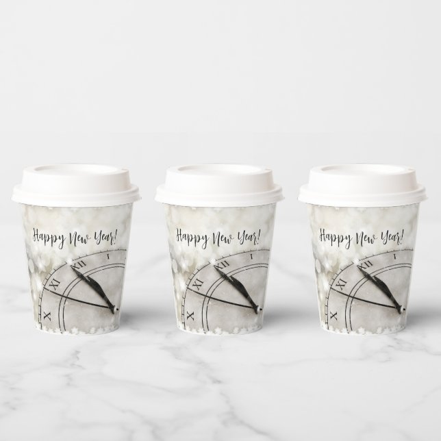 Vasos De Papel Feliz Año Nuevo a medianoche (Multi)