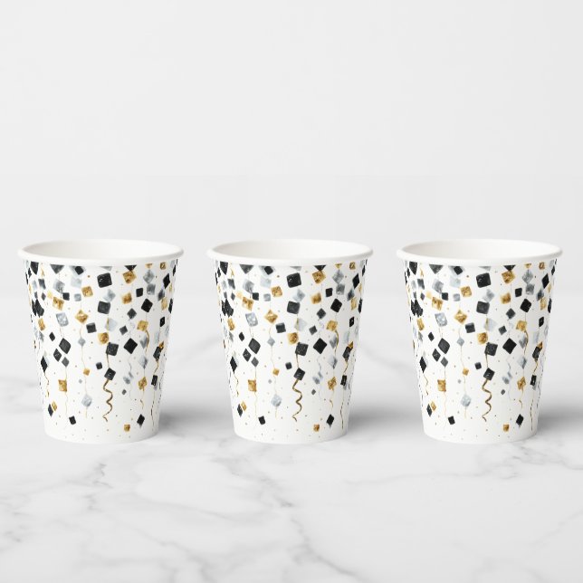 Vasos De Papel Feliz Año Nuevo Dorado Negro (Multi)