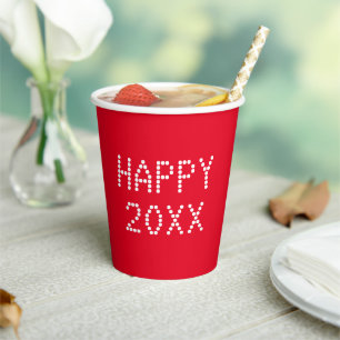 Vasos De Papel Feliz Año Nuevo número de personalizados blancos r