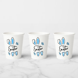 Vasos De Papel Feliz azul de Pascua