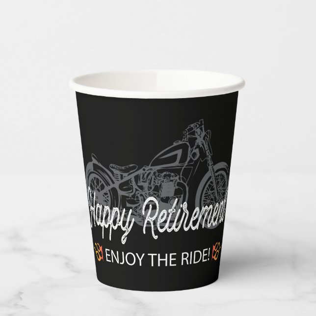 Vasos De Papel Feliz Biker de Jubilación con motocicleta y llamas (Izquierda)