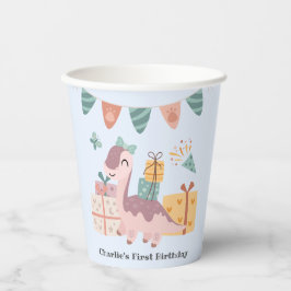 Vasos De Papel Feliz Brachiosaur Dinosaurio cargando regalos,