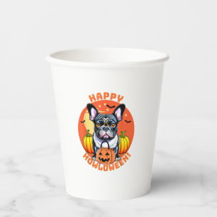 Vasos De Papel Feliz Bulldog francés hallow