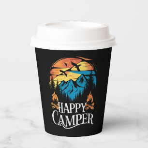 Vasos De Papel Feliz Campista Retro Vintage Equipo de Camping a J