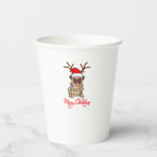 Vasos De Papel FELIZ CHRISTMAS PROPIETARIO DE PUG Navidades feos